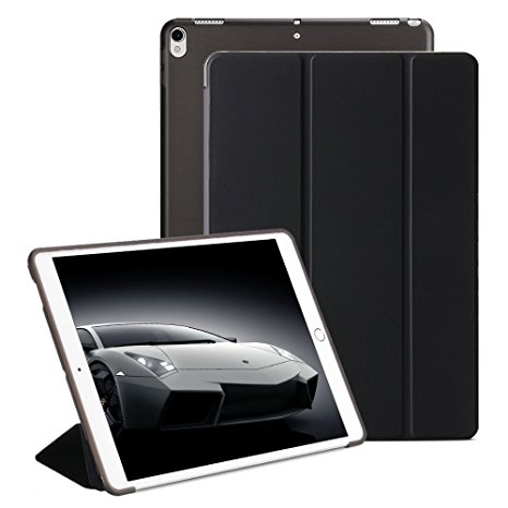 iPad Pro 10.5 inch Case, XULIS Tri Fold PU Stand Smart Cover Ultra Slim Auto Wake up/Sleep Function TPU Protective Case Cover for Apple iPad Pro 10.5 2017 Release (Black)