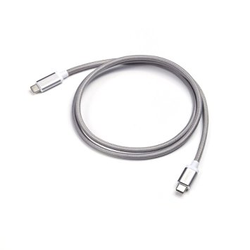 USB Type C Nylon Cable (3.3ft/1m) - Type C 3.1 to Type C 3.1 Data Charging Cable support 3840*2160 Lumsing Reversible Design Backward USB-C to USB-C for Nexus 6P, Pixel C, Apple Macbook 12 Inch(Grey)
