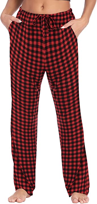 Hotouch Womens Pajama Pant Comfy Pajama Bottom with Pockets Stretch Sleepwear Drawstring Pj Pant S-XXL