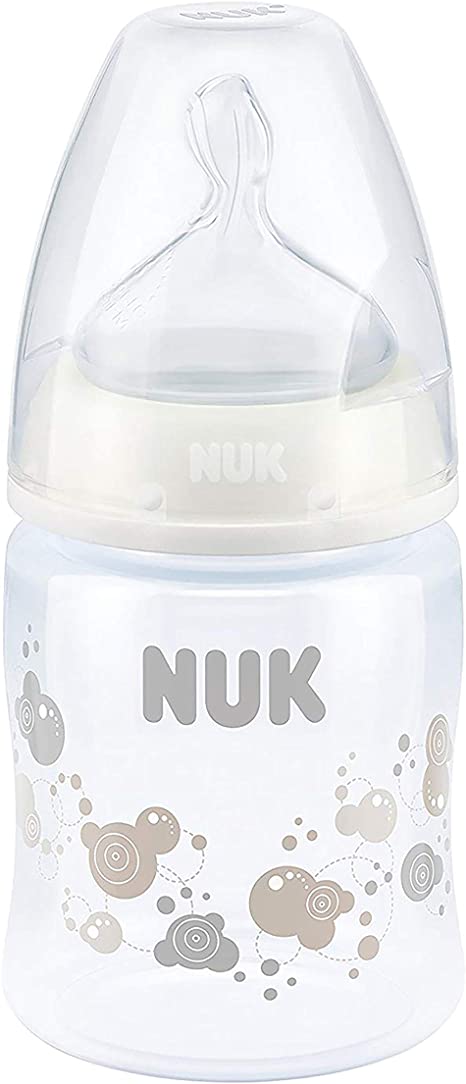 NUK First Choice Baby Bottles, Anti-Colic, 0-6 Months Silicone Teat, Without Temperature Control, BPA Free, 150ml, 1 Count