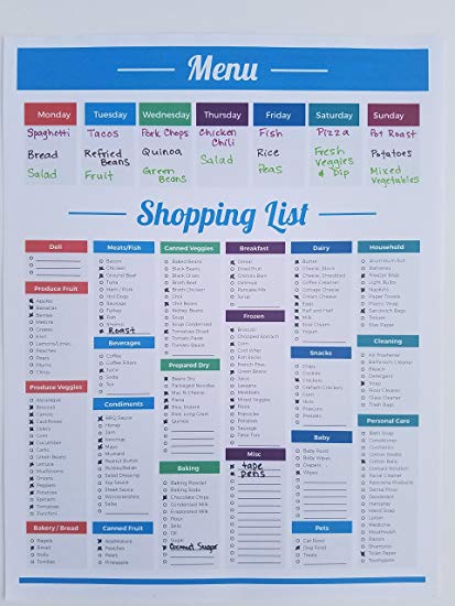 Shopping List Meal Planner Grocery Note Menu Planners Shopping Grocery List Tear Off Pad, 8.5 x 11 inch | Menu Food Tracker | Groceries List Plan Kitchen Planning (Menu/Shopping List Planner)