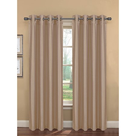 Bella Luna Bliss Faux Silk Room Darkening 76 x 84 in. Grommet Curtain Panel Pair, Taupe