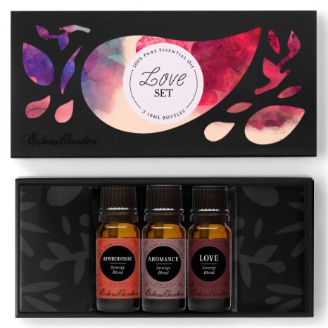 Love Set/ Kit- 100% Pure Therapeutic Grade Aromatherapy Oils- 3/ 10 ml of Aphrodisiac, Aromance and Love Synergy Blends by Edens Garden