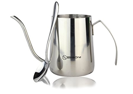 BlinkOne Gooseneck Drip Pour Over Coffee Pot Kettle with Mini Spoon (12 oz)