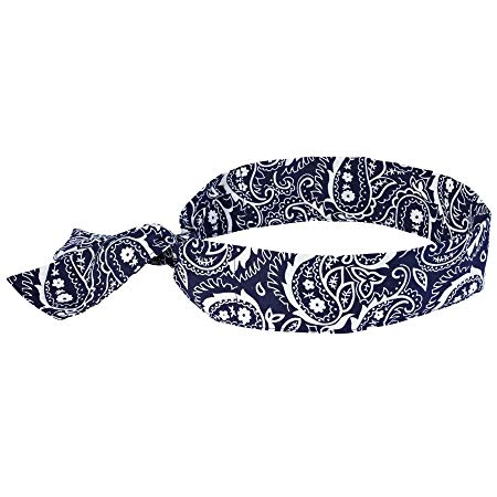 Cooling Bandana, Navy Western, Evaporative Polymer Crystals for Cooling Relief, Tie for Adjustable Fit, Ergodyne Chill Its 6700