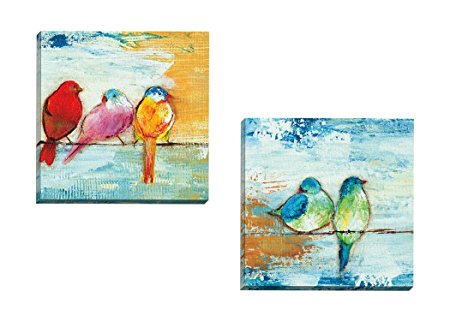 Portfolio Canvas Decor Framed and Stretched Ready to Hang Song Birds II Canvas Wall Art by Three Bamboo Studio (Set of 2), 16 x 16"/Large