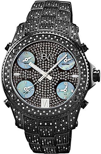 JBW Men's JB-6213-B "Jet Setter" Black Ion Five Time Zone Diamond Watch