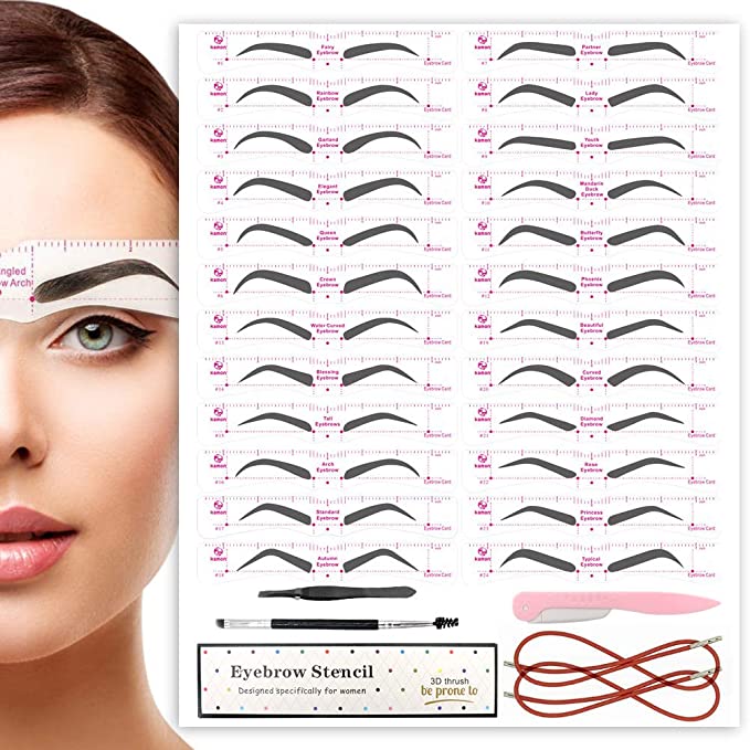 Eyebrow Stencil, 24 PCS Eyebrow Shaper Kit, Reusable Eyebrow Template, Fashionable Styles Eyebrow Stencils Kit for Women, 2 Minutes Makeup