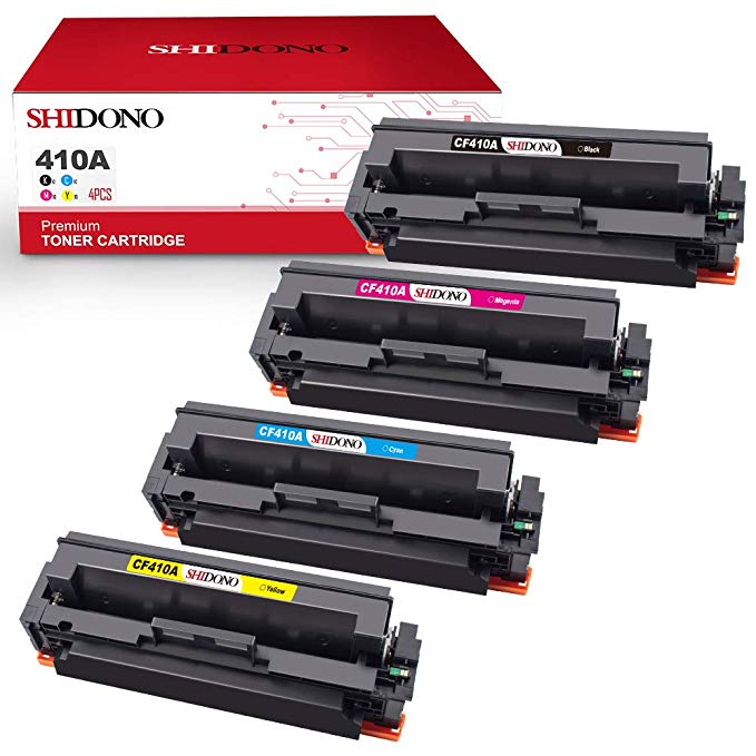 Shidono Compatible Toner Cartridge Replacement for HP 410A 410X Fits with Color Laserjet Pro MFP M477fdw/M377dw/M452dw​/M477fdn/M477fnw/M452dn/M452nw Printer,[4-Pack, Black/Cyan/Yellow/Magenta]