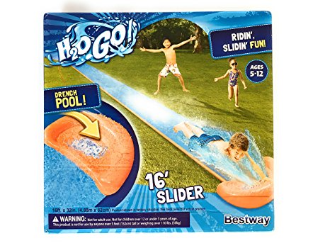 H2O Go Lawn Water Slide 16 Feet Single Rider Lane Drench Pool