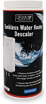 DrainX Tankless Water Heater Descaler Powder - Cleans Deposits and Restores Water Circulation, Improves Flow and Heating Efficiency - 1.2 lbs