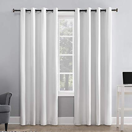 Sun Zero Duran Thermal Insulated 100% Blackout Grommet Curtain Panel, 50" x 84", White
