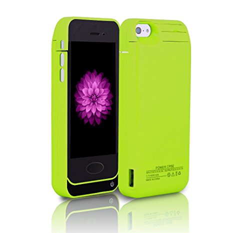 For iPhone 5/5s Charger Case, BSWHW 4200mAh 4" iPhone 5/5s Portable Battery Bank with Built-in Kickstand Extended Juice Bank Rechargeable Power Battery Pack Backup Juice Bank (Grass Green)