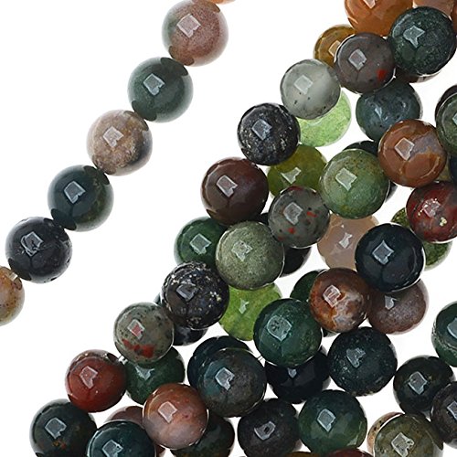 Beadaholique SPAG-29 Indian Agate Color Mix Round Beads, 15"/6mm