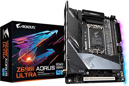 GIGABYTE Z690I AORUS Ultra (LGA 1700/ Intel Z690/ Mini-ITX/ DDR5/ Dual M.2/ PCIe 5.0/ USB 3.2 Gen2X2 Type-C/Intel WiFi 6E/ Intel 2.5 GbE LAN/Gaming Motherboard)