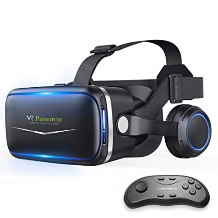 Pansonite Vr Headset with Remote Controller[New Version], 3D Glasses Virtual Reality Headset for VR Games & 3D Movies, Eye Care System for iPhone and Android Smartphones (03)