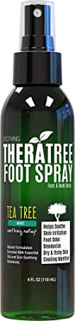 TheraTree Foot Spray for Shoe & Foot Odor with Tea Tree, Neem, MSM & Menthol for Soothing Skin Irritation. Great for Athletes.
