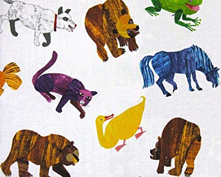 Brown Bear Brown Bear Painted Animals Multi Fabric by The Yard