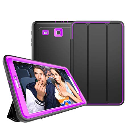 Samsung Galaxy Tab E 9.6 Case - Full Body Protection Heavy Duty Shockproof Armor Hard PC Silicone Hybrid High Impact Resistant Defender Cover with Screen Protector