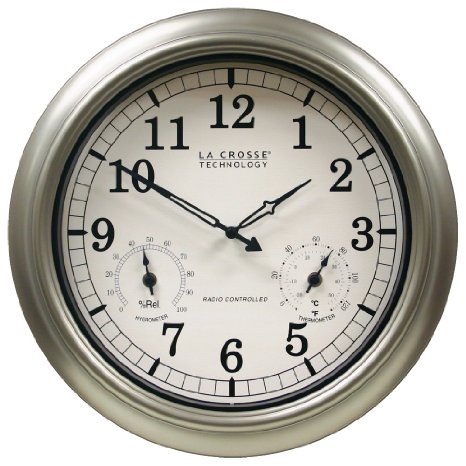 La Crosse Technology WT-3181PL-INT 18 inch Atomic Outdoor Clock with Temperature and Humidity