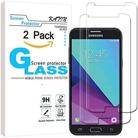 KATIN Galaxy J3 Luna Pro Screen Protector - [2-Pack] For Samsung Galaxy J3 Luna Pro Tempered Glass 9H Hardness Premium with Lifetime Replacement Warranty