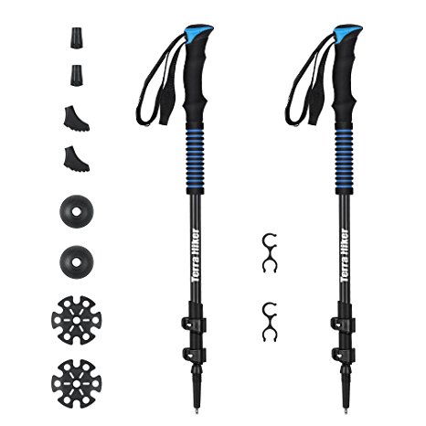 Terra Hiker 100% Carbon Fiber Trekking Poles Quick Locks, Lightweight, Collapsible, Versatile