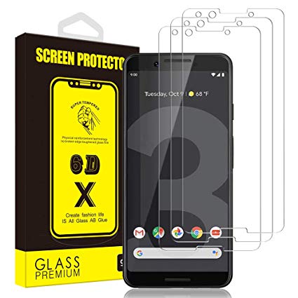 Yoyamo Google Pixel 3 Screen Protector, [3Pack] X093 3D Tempered Glass Screen Coverage [9H Hardness][HD][Case Friendly][Anti-Fingerprint] Screen Protector for Google Pixel 3