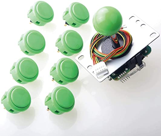 Sanwa JLF-TP-8YT Joystick   8 piece Sanwa OBSF-30 Push Buttons Bundle Kit Color: Green