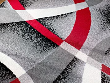 SUMMIT ST34 Area RUG Black RED Gray Modern Abstract Rug Many Aprx Sizes Available 2x3 2x7 4x6 5x8 8x10 (2X3 ACTUAL IS 22''X35'')