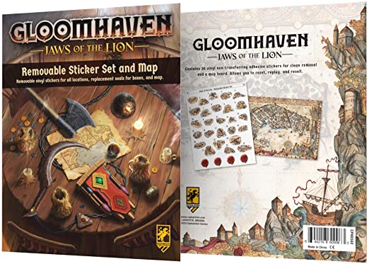 Cephalofair Games Gloomhaven: Jaws of The Lion Removable Sticker Set & Map, Multicolor