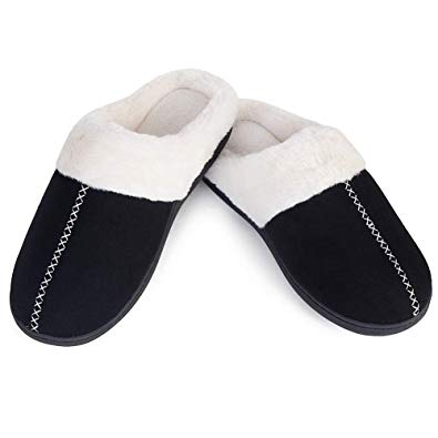 YALOX Slippers for Women Warm Memory Foam Slip on House Shoes Mens Cotton Comfortable Fleece Plush Cozy Home Bedroom Shoes Soft Wool Fabric Indoor & Outdoor