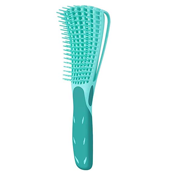 Detangling Brush for Curly Hair, Black Hair Detangler, Afro Textured 3a to 4c Kinky Wavy, for Wet/Dry/Long Thick Curly Hair, Exfoliating Your Scalp for Beautiful and Shiny Curls (Green)