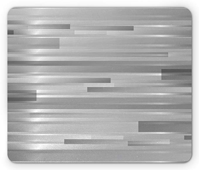 Ambesonne Modern Mouse Pad, Futuristic Striped Web Forms Artistic Contemporary Graphic Fusion Artwork Print, Rectangle Non-Slip Rubber Mousepad, Standard Size, Grey Grey