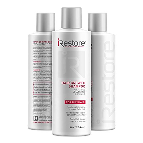iRestore Hair Growth Shampoo with Amino Acids, Aloe Vera, Green Tea Extract, and Other Essential Nutrients – For Balding & Thinning Hair – For Men and Women (8oz / 237ml) - 3 Pack