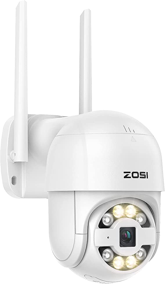 ZOSI C289 Wireless Auto Tracking PTZ Camera Outdoor, Color Night Vision, 2-Way Audio, AI Human Vehicle Detection and Siren Alarm, Floodlights, Pan/Tilt 1080p WiFi Camera, Cloud & SD Card Storage