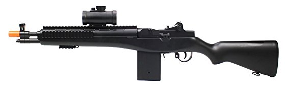red dot version enhanced 2012 full auto electric fps-330 m14 aeg fully automatic and semi automatic airsoft electric gun w/ rail system! 34 inches long! free high capacity magazine, ready to go right out of the box!(Airsoft Gun)