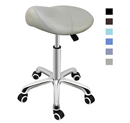 Grace & Grace Professional Saddle Stool Series Hydraulic Swivel Comfortable Ergonomic with Heavy Duty Metal Base for Clinic Dentist Spa Massage Salons Studio (Without Backrest, Beige)