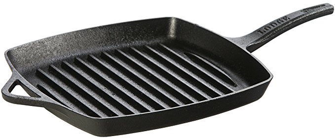 Lodge Dishwasher Safe Seasoned Cast Iron Grill Pan - 11 Inch Rust Resistant Ergonomic Cast Iron Skillet with Grill Ribs (Made in USA)