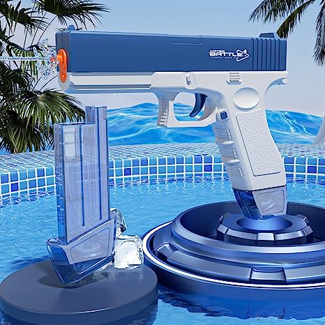 Electric Water Guns Reach up to 38FT Automatic Squirt Gun 80CC 80CC Large Capacity Water Toy Guns for Kids,Boy,Girls,Adults,Outdoor Pools,Outdoor Parties,Beaches(Blue).