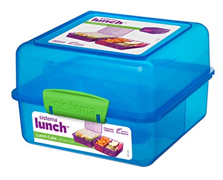 Sistema Lunch Cube, 1.4 L - with contrasting Clips, Blue