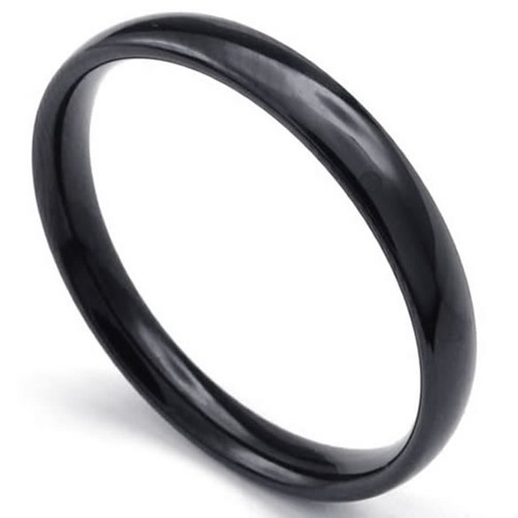 KONOV Mens Womens Stainless Steel Ring 3mm Comfort Fit Band Black