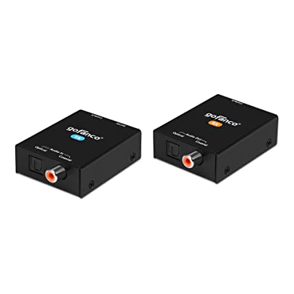 gofanco Coaxial/Optical Toslink Digital Audio CAT5e/6 Extender – 984ft (300m) Extension, PoC, 5.1-Channel, Dolby Digital 5.1, DTS 5.1, DTS-HD, PCM, Compact (AudioCATExt)