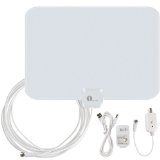 1byone OUS00-0562 Amplified HDTV Antenna 50 Miles Range with USB Power Supply and 20 Feet Coaxial Cable - WhiteBlack