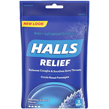 Halls Mentho-Lyptus Menthol-Cough Suppressant/Oral Anesthetic, 30 ct