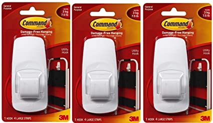 Command Jumbo Plastic Hook with Adhesive Strips, 3-Hooks (3-Pack)