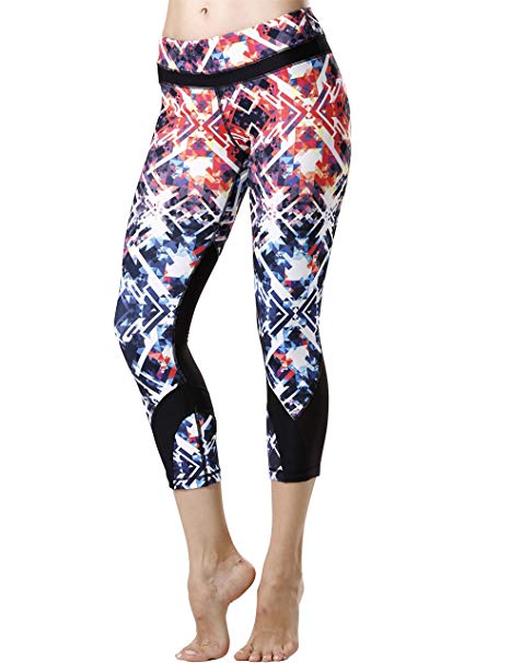 icyzone Women's Workout Pants Activewear Running Leggings Yoga Capris Sports Tights