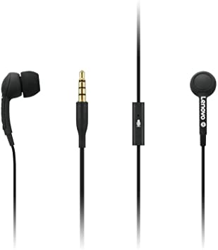 Lenovo 100 In-Ear Headphone, Wired, Microphone, Noise Isolating, 3 Ear Cup Sizes, Windows, Mac, Android, GXD0S50936, Black