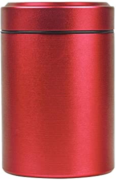Airtight Stash Jar Smell Proof Durable Multi-Use Portable Metal Herb Jar Container. Waterproof Aluminum Screw-top Lid Lock Odor (Red)