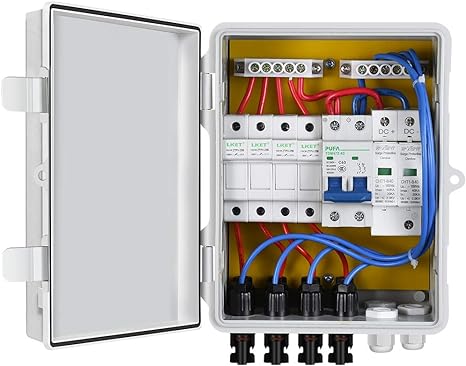 ECO-WORTHY 4 String PV Combiner Box for Solar Panels, 10A Rated Current Fuse and Circuit Breakers for On/Off Grid Solar Panel System