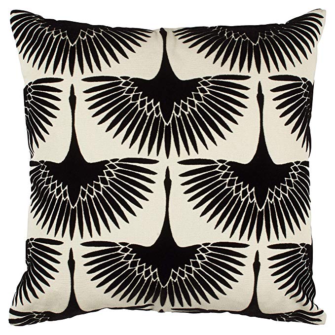 Rivet Modern Velvet Geese Silhouette Pillow, 17" x 17" , Black